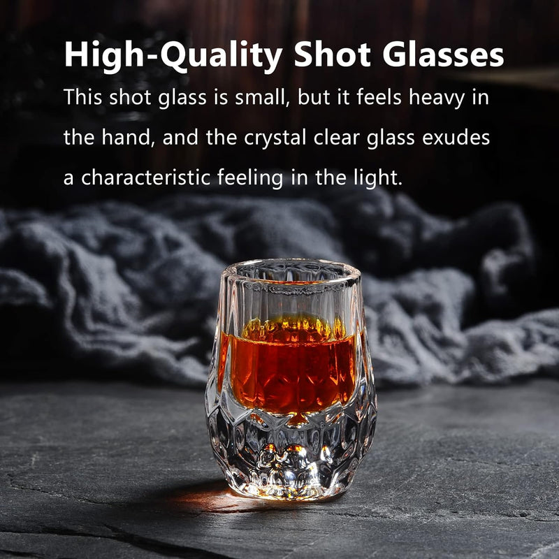 Jaepsing Shot Glasses, 0.5oz Heavy Base Shot Glass Set of 6/Cute Shot Glasses/Clear Shot Glasses/Cordial Glasses/Sherry Glasses/Perfect for Spirits