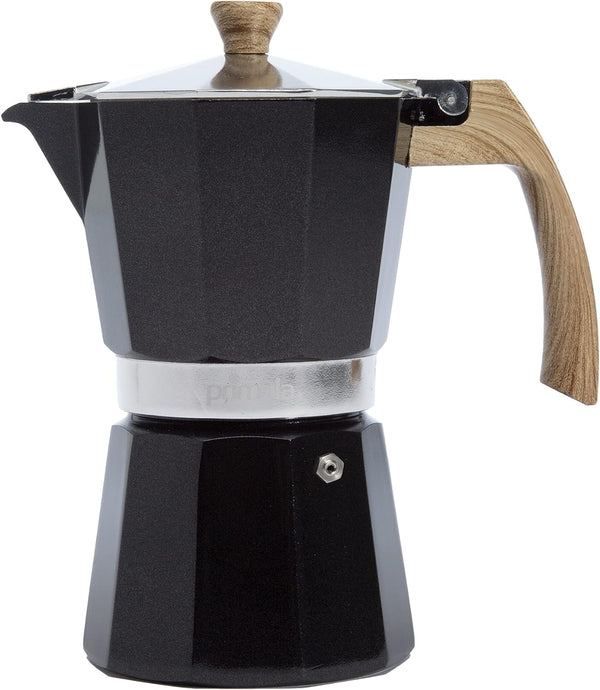 Primula Aluminum Stove Top Espresso Maker, Percolator Pot for Moka, Cuban Coffee, Cappuccino, Latte and More, Perfect for Camping, 6 Cup, Black