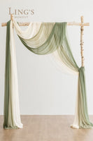New Version Easy Hanging Wedding Arch Draping Fabric 3 Panels 30" W X 26.5Ft for Wedding Ceremony Reception Swag Decorations (Milky Green+ Campsite Green+ Nude)