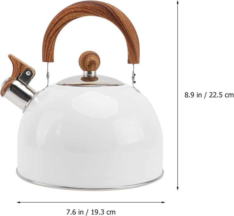 Cabilock Tea Kettle for Stove Top Stainless Steel Tea Kettle Stovetop Whistling Tea Kettle with Cool Toch Ergonomic Handle 2. 5L White