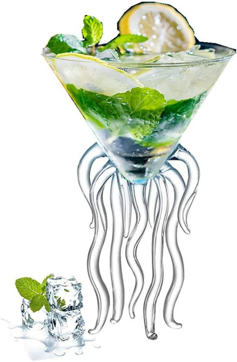 Octopus Martini Glass Creative Cocktail Drinkware Bar Goblet Tools (2 Transparent)