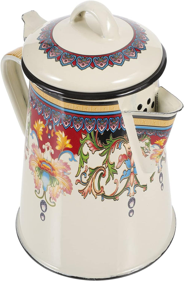 Enamel Coffee Pot Enamel Percolator Coffee Pot: Enamelware Percolator Camping Coffee Percolator Vintage Water Pot Tea Kettle Coffee Boiler Kettle for Campsite Kitchen 1.2L