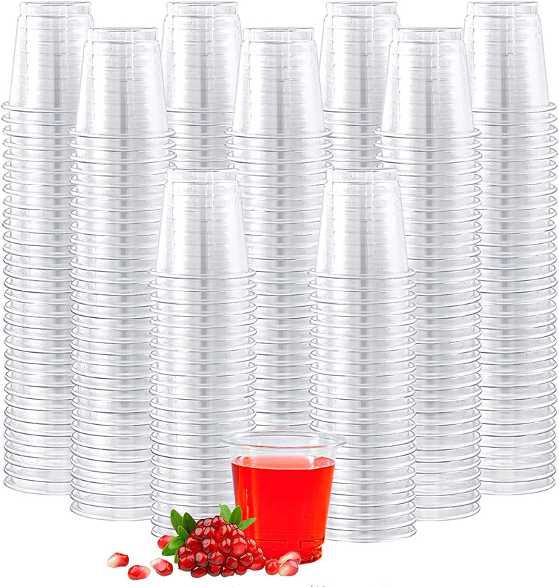 Lilymicky 500 PACK 1 oz Plastic Shot Glasses, 1 ounce Clear Disposable Plastic Cups, Party Cups for Vodka, Whiskey, Tequila, Mini Plastic Containers for Sauce, and Sample Tasting