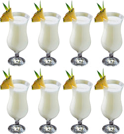 epure Venezia Collection 8 Piece Hurricane Glass Set - Perfect for Drinking Pina Coladas, Cocktails, Full-Bodied Beer, Juice, and Water (Pina Colada (15.5 oz))
