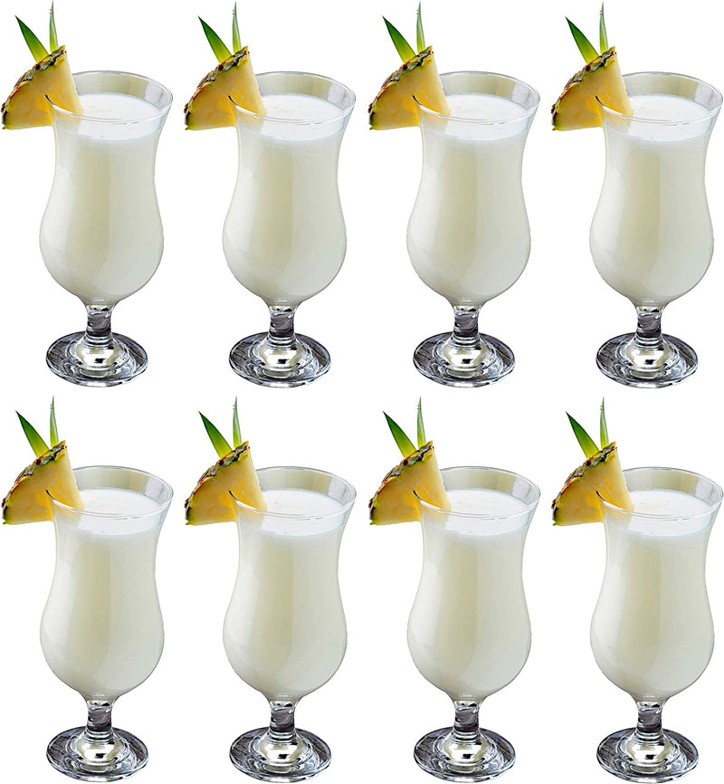 epure Venezia Collection 8 Piece Hurricane Glass Set - Perfect for Drinking Pina Coladas, Cocktails, Full-Bodied Beer, Juice, and Water (Pina Colada (15.5 oz))