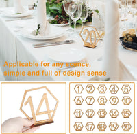 Wooden Table Numbers, 1-20 Wedding Table Numbers with Holder Base,Hexagon Shape,Perfect for Wedding, Party, Events or Catering Decoration