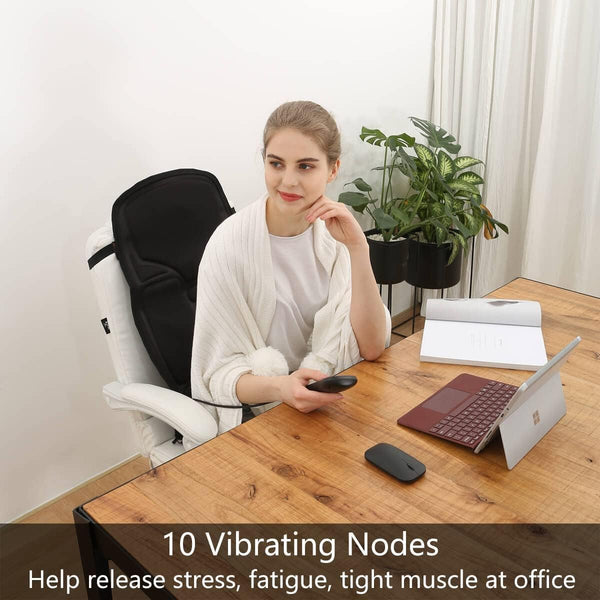 Vibrating-Back-Massager with Heat, Massage-Chair-Pad, Seat Massager Cushion with 10 Vibration Nodes to Release Stress and Fatigue for Home Office Use