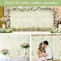 Artificial Flower Wall Panels, 6 Pack 12 X 16 Inch White Rose Artificial Flower Wall Backdrop for Flower Wall Decor, Wedding, Party , Baby Bridal Shower Backdrop Decoration