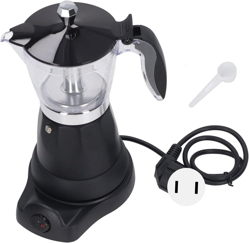 Electric Coffee Pot, 6 Cup 300ML Coffee Maker Espresso Maker Small Travel Coffee Maker with Measuring Spoon, Transparent Electric Coffee Percolator Italian Coffee Machine Maker