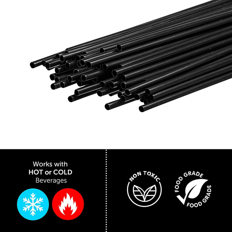 Prestee Plastic Coffee Stirrers, 2000ct, 5.5" - Plastic Coffee Straws, Drinks and Coffee Stir Sticks, Cocktail Swizzle Sticks, Disposable Stir Sticks, Drinking Straws for Coffee & Cocktails (Black)