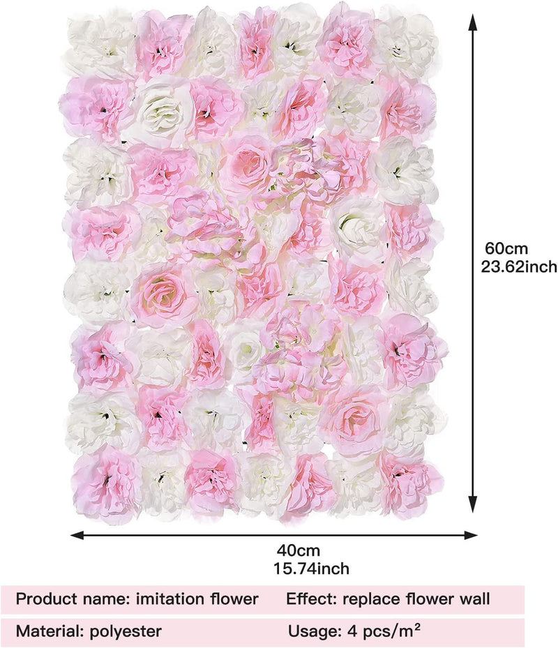 Artificial Flower Wall Panel - 24x16 inch - White - IndoorOutdoor Decoration for Weddings Parties Church  Stage