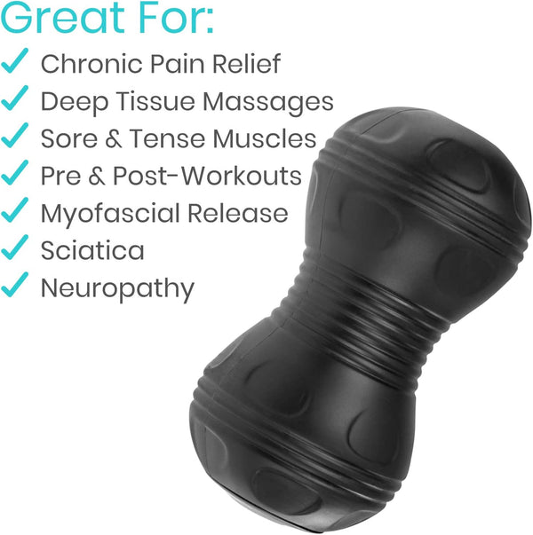 Vive Vibrating Massage Peanut - Deep Tissue Roller - Self Massager Tool for Trigger Point and Myofascial Release - Muscle Pain Relief - 4 Speed Electric and Rechargeable for Back, Legs, Neck and Arms