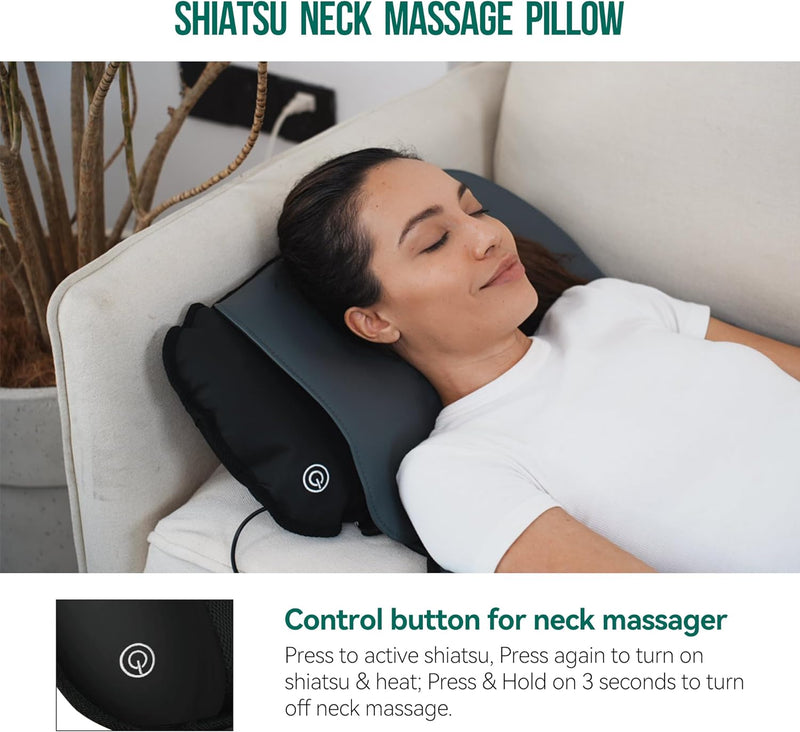 Snailax Full Body Massage Mat with Heat & Movable Shiatsu Neck Back Massager Pillow, 10 Vibration Motors & 4 Heating Pads, Back Massage Pad for Bed, Recliner,Sofa, for Neck Back Pain,Christmas Gifts