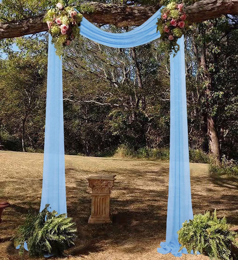 Wedding Arch Draping - Baby Blue Chiffon Fabric Panels 6 Yards - IndoorOutdoor Ceremony  Reception Backdrop