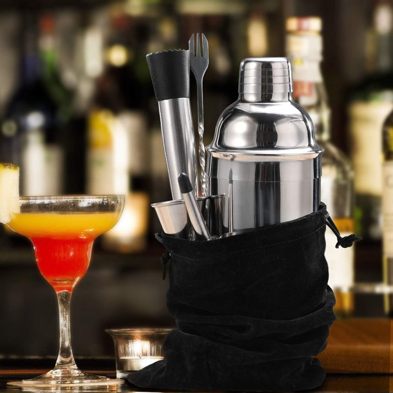 24 oz Cocktail Shaker Set Bartender Kit by Aozita, Stainless Steel Martini Shaker, Mixing Spoon, Muddler, Measuring Jigger, Liquor Pourers with Dust Caps and Manual of Recipes, Professional Bar Tools