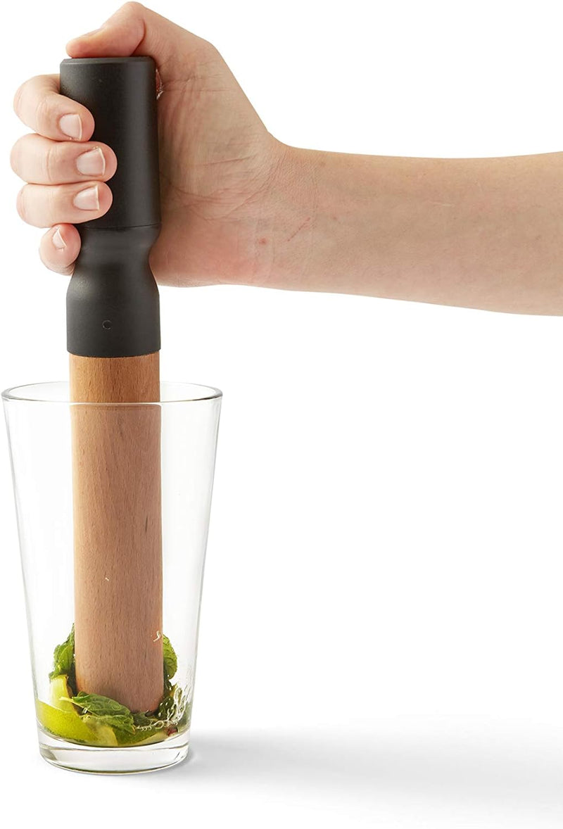 Rabbit 2-in-1 Muddler & Citrus Reamer, Beech Cocktail Muddler, Made from Solid Oiled, Wood/Black