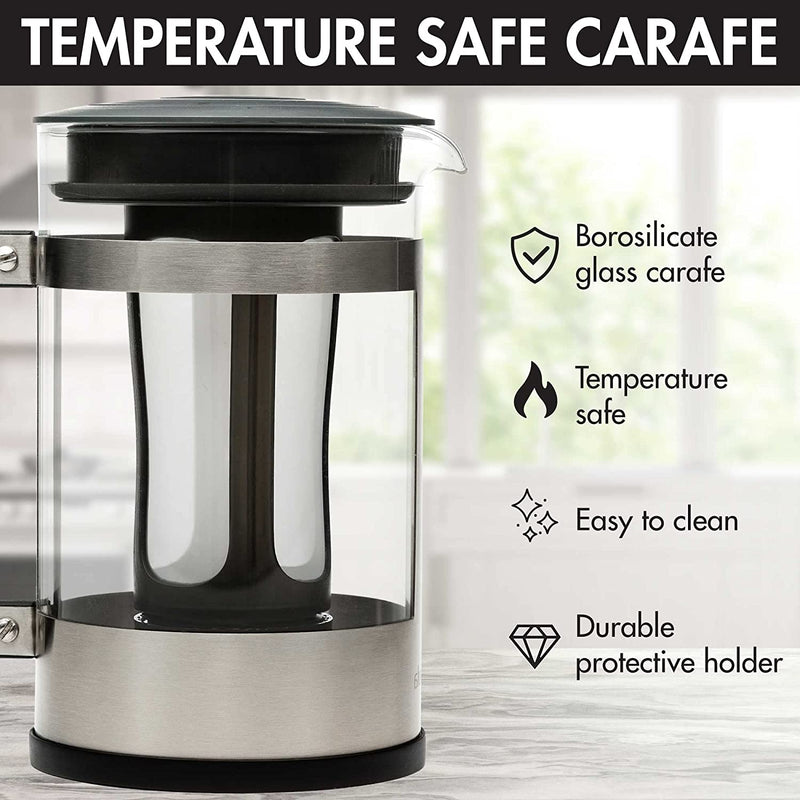 Primula 2-in-1 Coffee Maker, Make French Press Coffee and Cold Brew Coffee in One Coffee Maker, Comfort Grip Handle, Durable Glass Carafe, Perfect 6 Cup Size