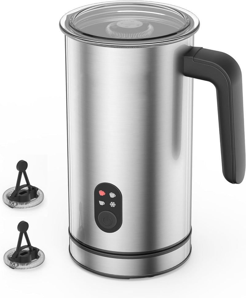 RATRSO Milk Frother,Electric Foam Maker Stainless Steel Milk Steamer with Hot&Cold Milk Functionality Automatic Foam Electric Milk Warmer Silent Operation for Coffee, Latte, Hot Chocolates, Cappuccino