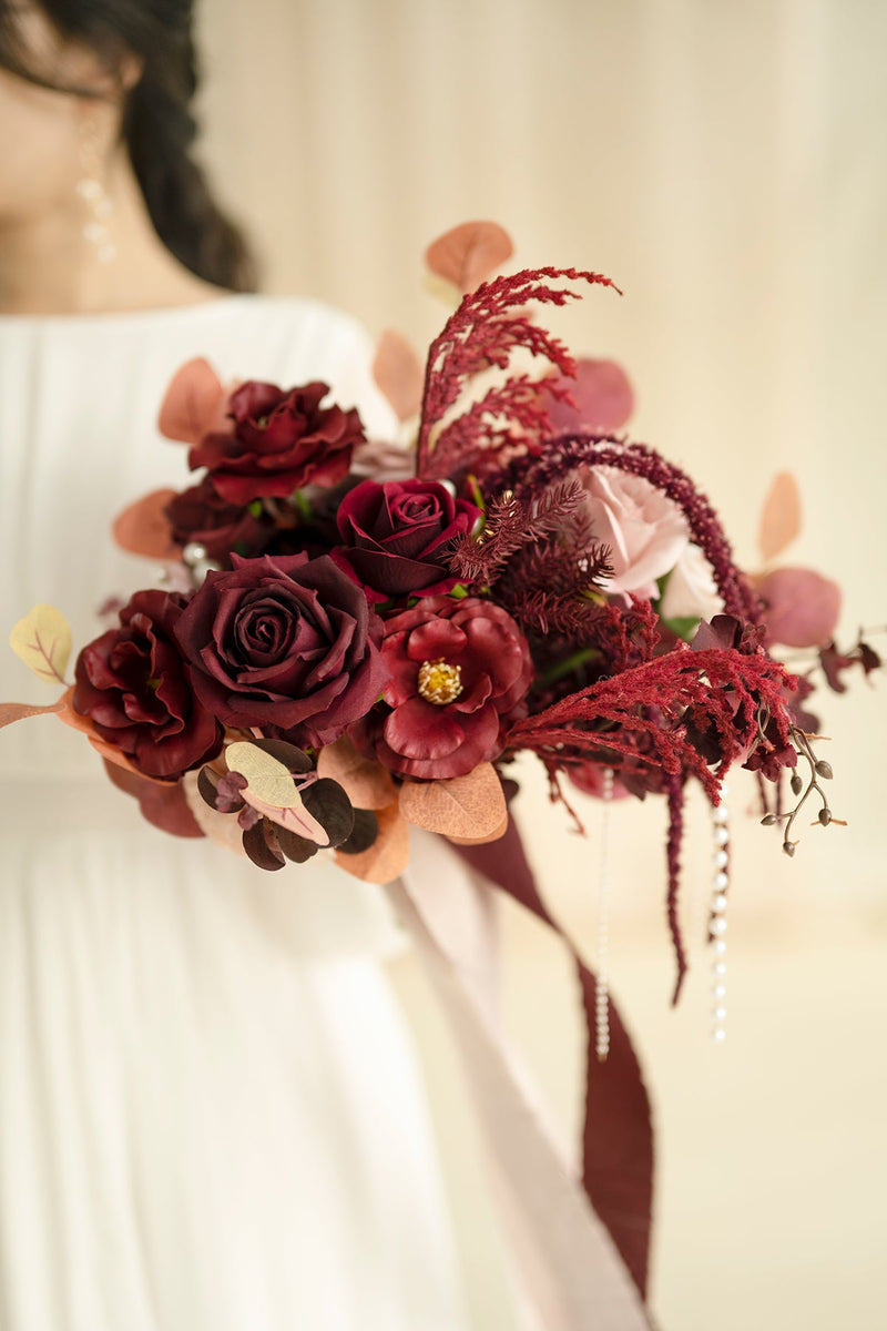 Bridal Bouquet - Burgundy Dusty Rose - Standard Free-Form - Clearance