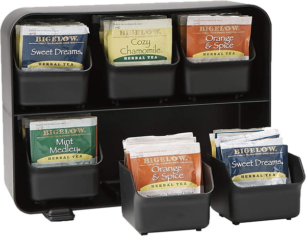 Mind Reader 6 Drawer Tea Bag Holder and Organizer, Black