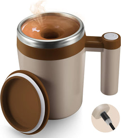 Self Stirring Coffee Mug,Rechargeable Automatic Magnetic Self Mixing Coffee Mug with 2 Stir Bar,13oz Auto Stainless Steel mixer Cup for Coffee Milk Cocoa for Office Travel Best Christmas Gifts(Pink)