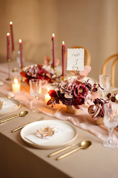 Assorted Floral Centerpiece Set in Burgundy & Dusty Rose