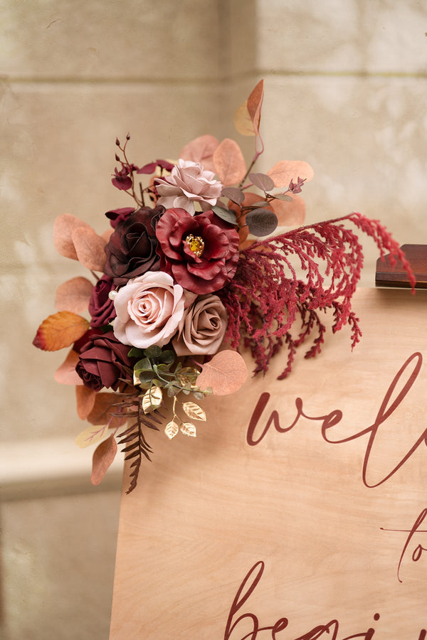 Flower Sign Decor in Burgundy and Dusty Rose