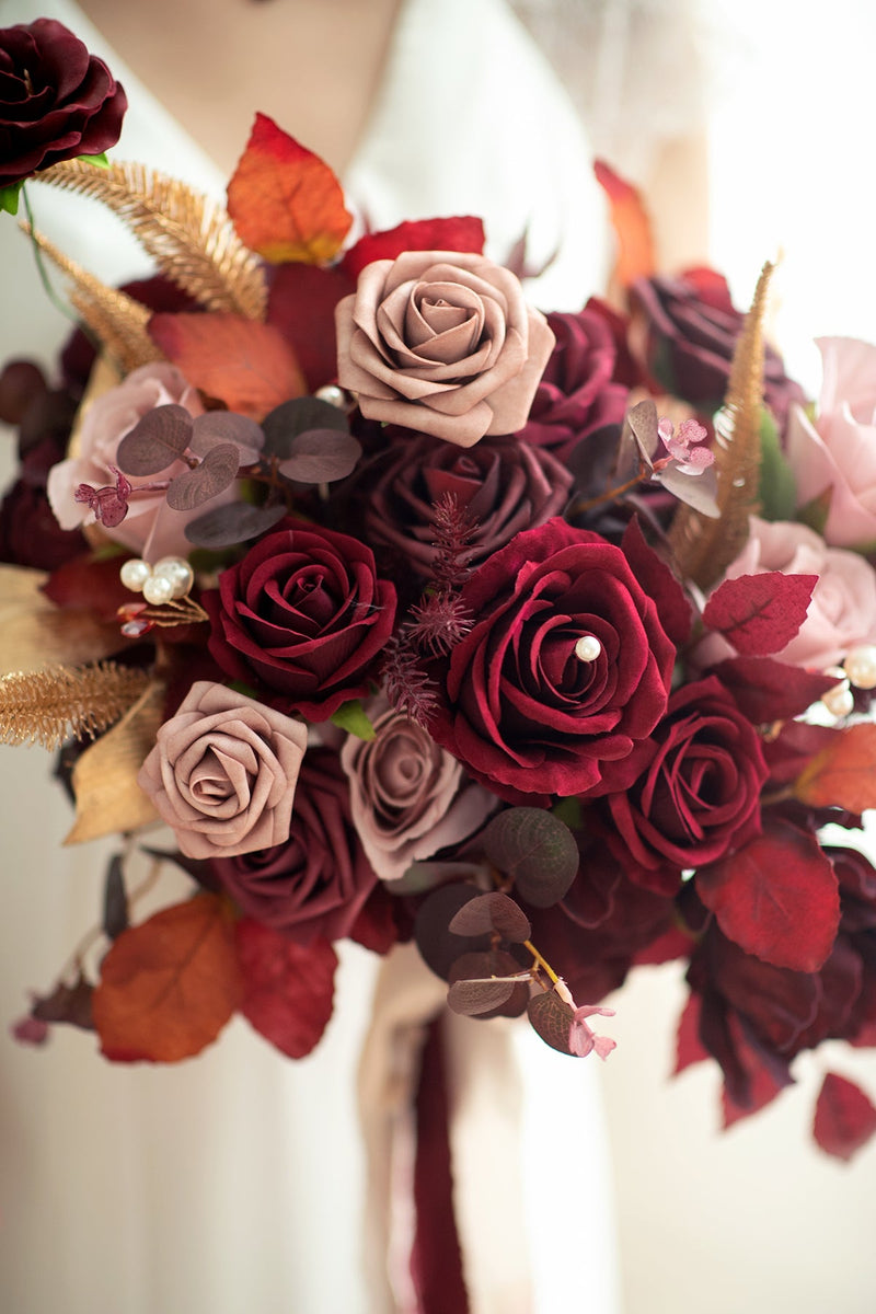 Burgundy  Dusty Rose DIY Wedding Flower Packages - Clearance