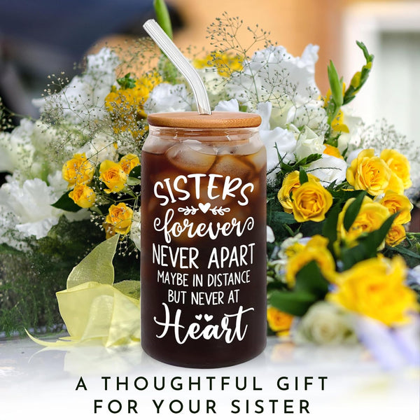 Sisters Gifts from Sister, Brother - Sister Birthday Gift Ideas, Birthday Gifts for Sister - Sister Christmas Gifts, Christmas Gifts for Sister - Gifts for Sister - Big Sister Gifts - 16 Oz Can Glass