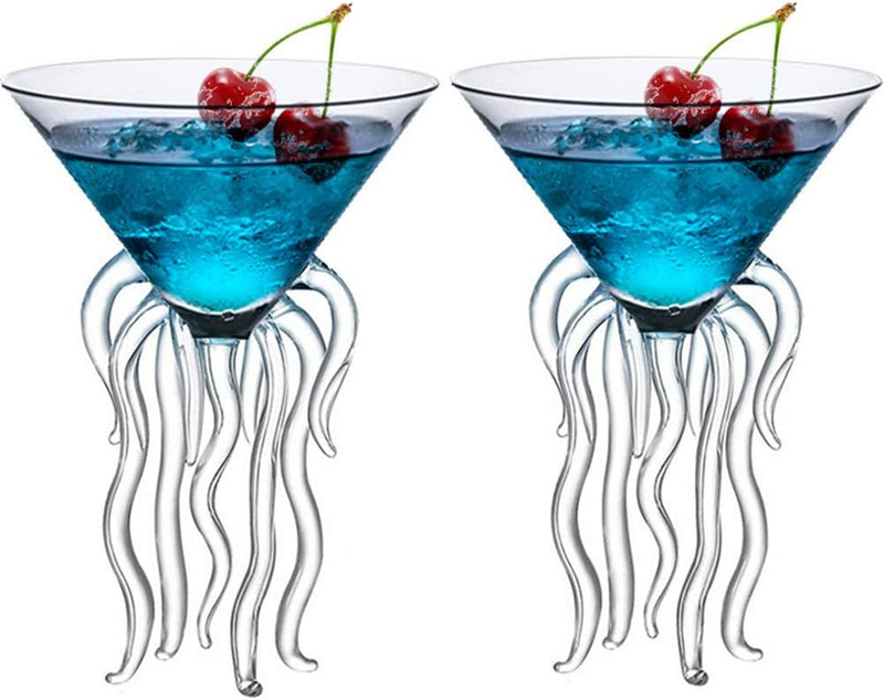 Octopus Martini Glass Creative Cocktail Drinkware Bar Goblet Tools (2 Transparent)