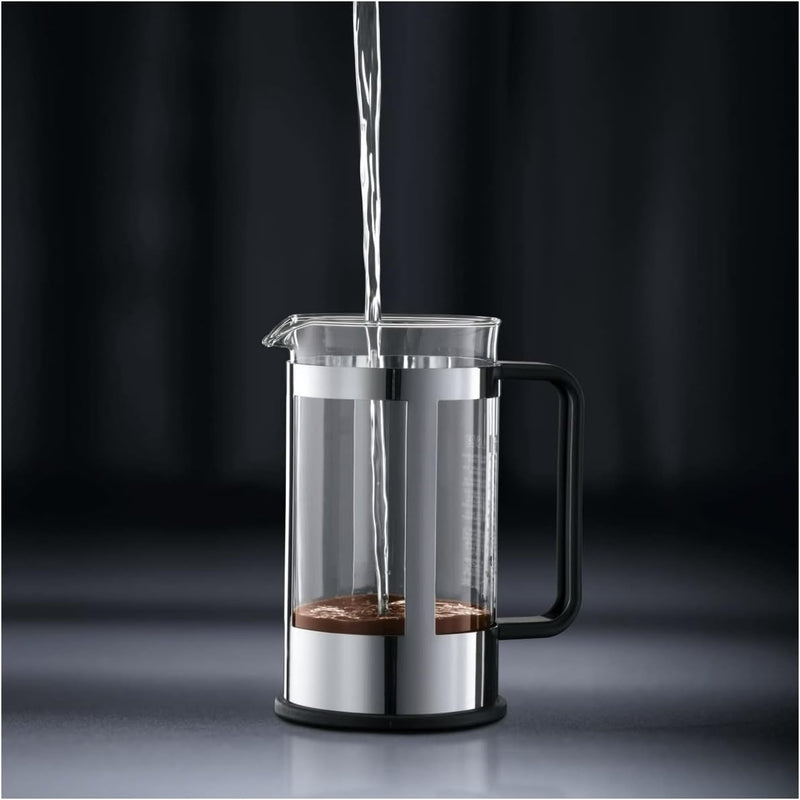 Bodum Kenya 8-Cup French Press Coffee Maker, 34-Ounce, Stainless Steel, Black