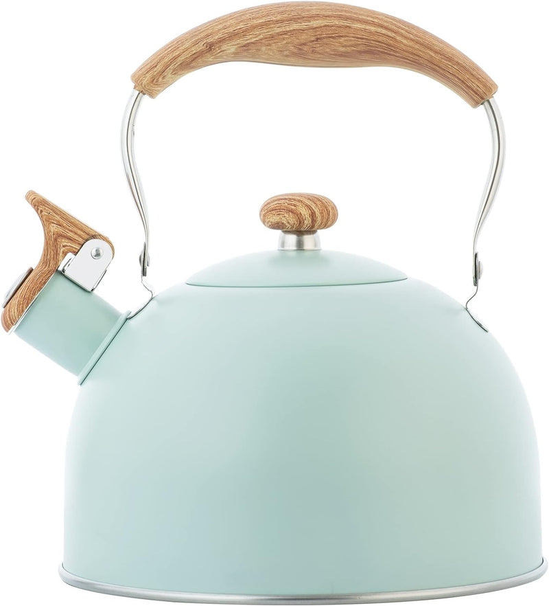 Whistling Tea Kettles with Wood Grain adjustment Nylon Handle, 2.3 Quart Capacity with Capsule Base Tea Kettle, Black