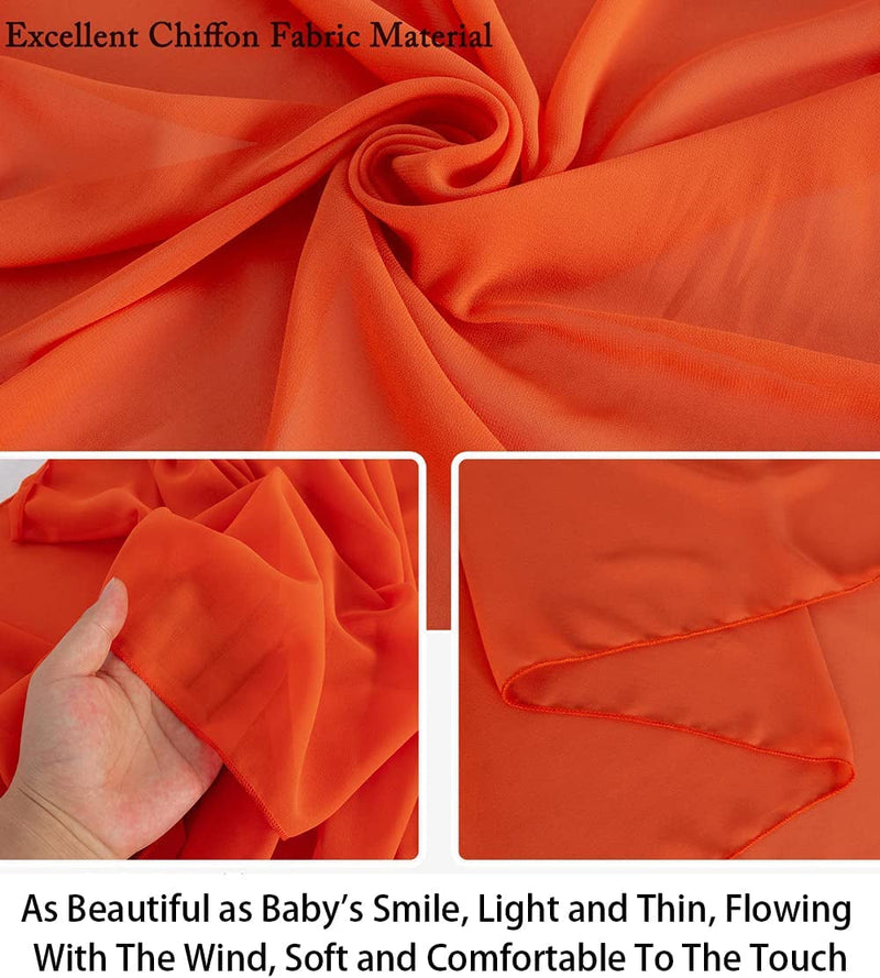 Chiffon Wedding Arch Draping Fabric - Orange 29 X19Ft 2 Panels Tulle Fabric Set
