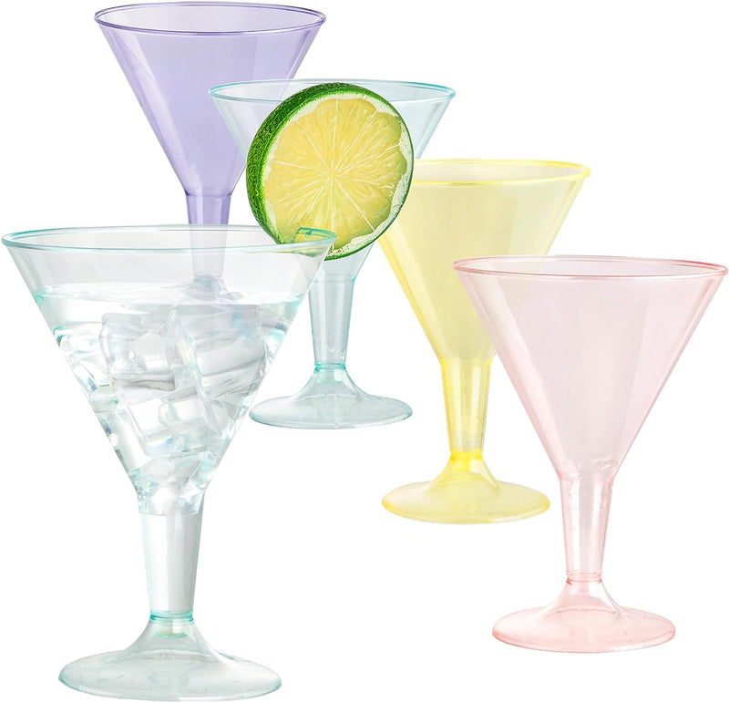 Liacere 24 Pack Clear Plastic Martini Glasses - 6.25oz Disposable Cocktail Glasses - Plastic Margarita Glasses Perfect for Wedding & Party