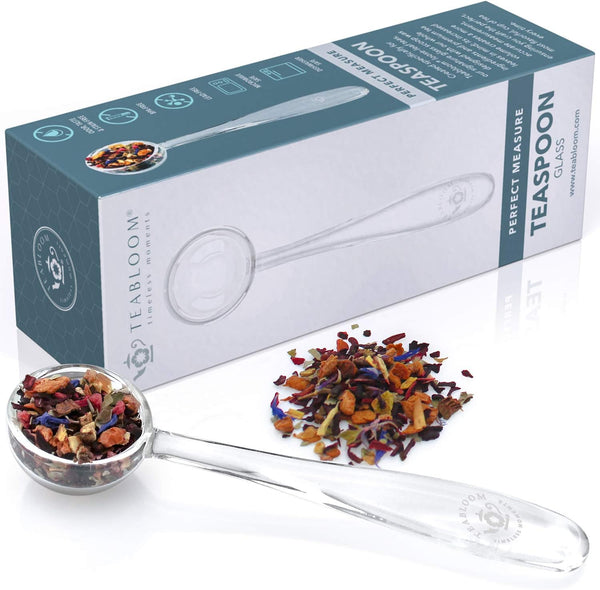 Teabloom Perfect Measure Loose Leaf Tea Spoon - Heatproof Borosilicate Glass Tea Scoop