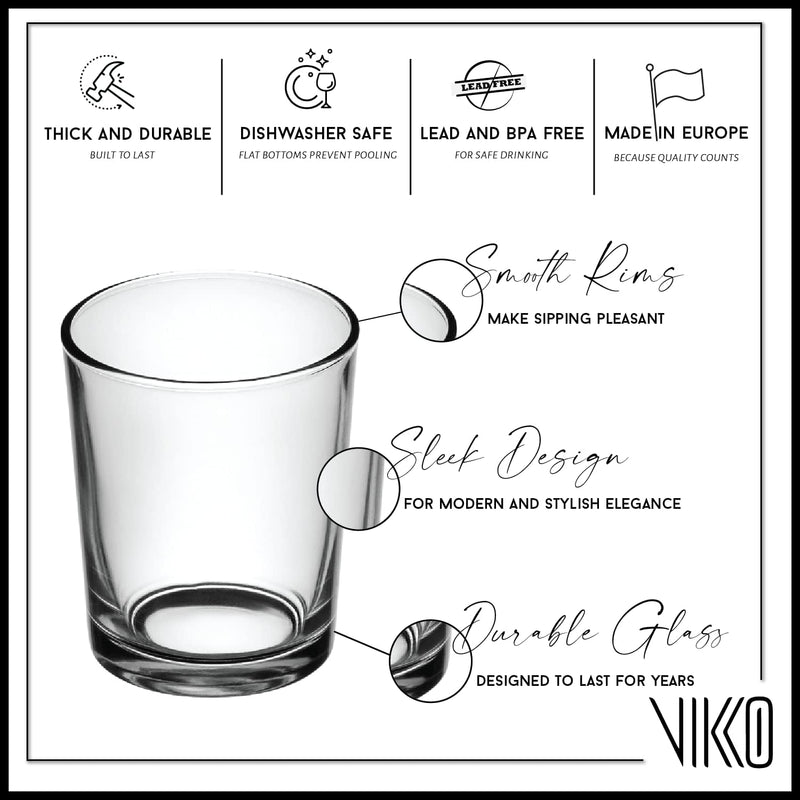 Vikko 5 Ounce Small Juice Glasses, Heavy Base Glassware, Mini Cups for Drinking Orange Juice, Water, Kids Glass Drinking Glasses for Tasting, 5 oz Juice Glass, Set of 6 Clear Glass Tumblers