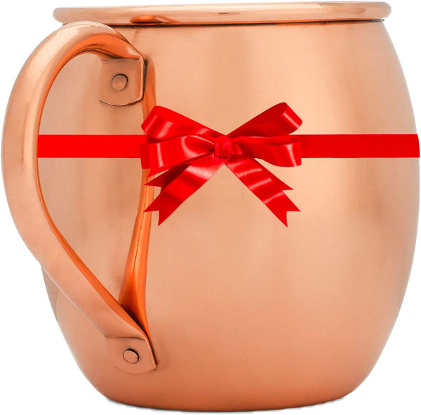 Moscow Mule Copper Mug by Copper Mules – Handcrafted Pure Copper - Smooth Finish - Classic Riveted Handle - Holds 16oz