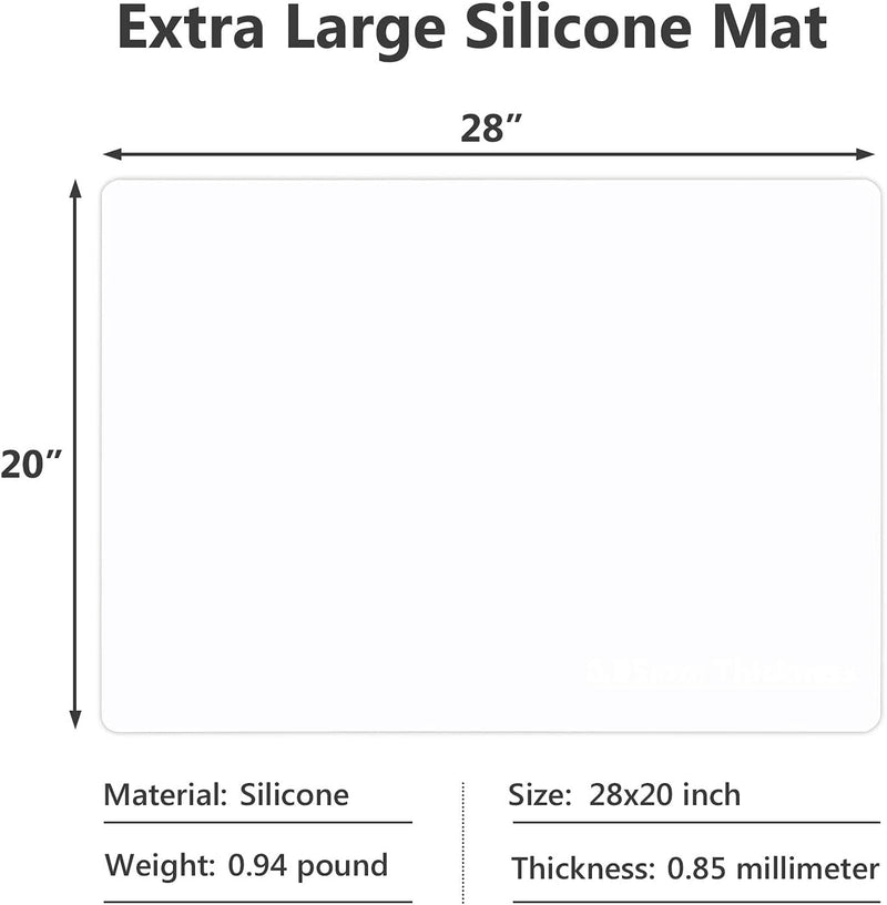 Large Silicone Kitchen Counter Mat 25 x 17 Nonslip Heat Resistant Multipurpose Pad - Black