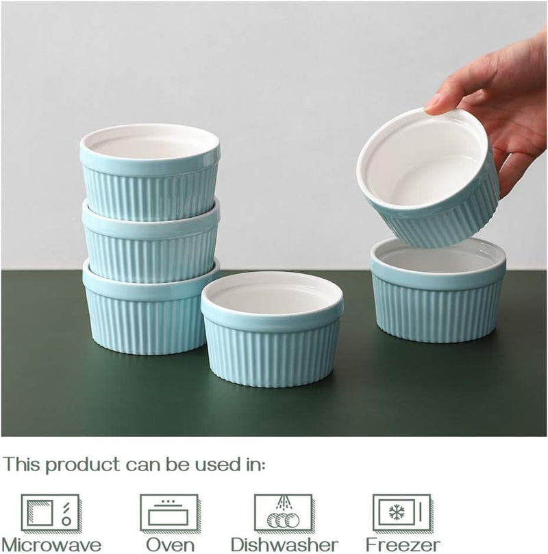 DOWAN Porcelain Ramekin Set - 4oz Baking 6 White