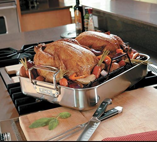 Viking 3-Ply Stainless Steel Roasting Pan with Nonstick Rack - Dishwasher and Oven Safe