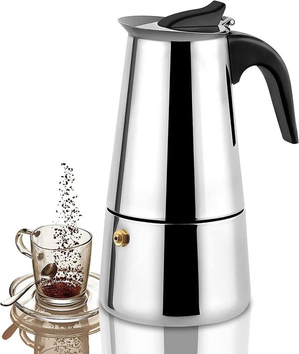 Italian Coffee Maker Moka Pot - Stovetop Espresso Maker Stainless Steel Moka Pot Percolator Coffee Pot, Classic Italian Coffee Maker Expresso Coffee Brewer,Sutiable for Induction Cookers (4 cup pot)