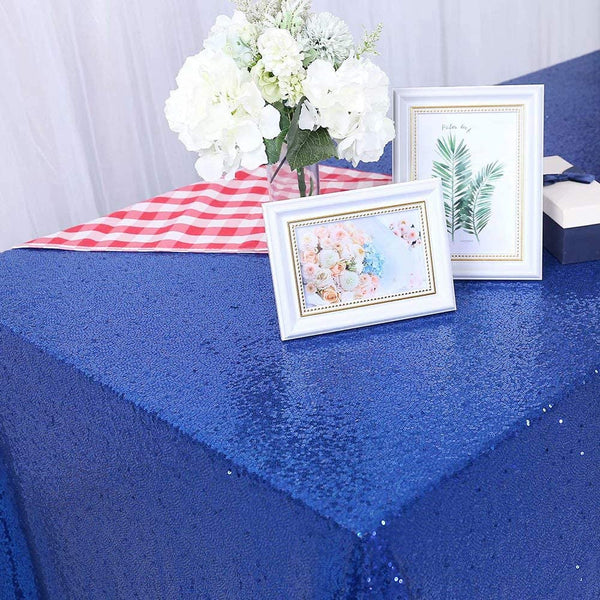 The Sparkle Royal Blue Sequin 50x80 Inch Glitter Tablecloth for Parties and Events - Rectangle Shape