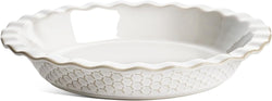 LE TAUCI Ceramic 9 Deep Dish Pie Pan - Set of 1 Honey Comb Design Arctic White