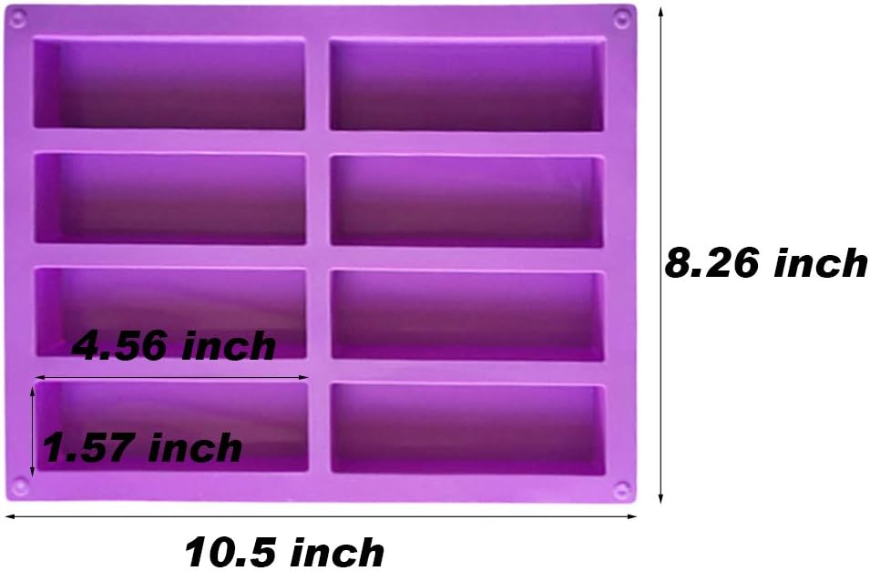 DIFENLUN Silicone Granola Bar Mold 8-Cavity Rectangular Shape, Two 2-Pks