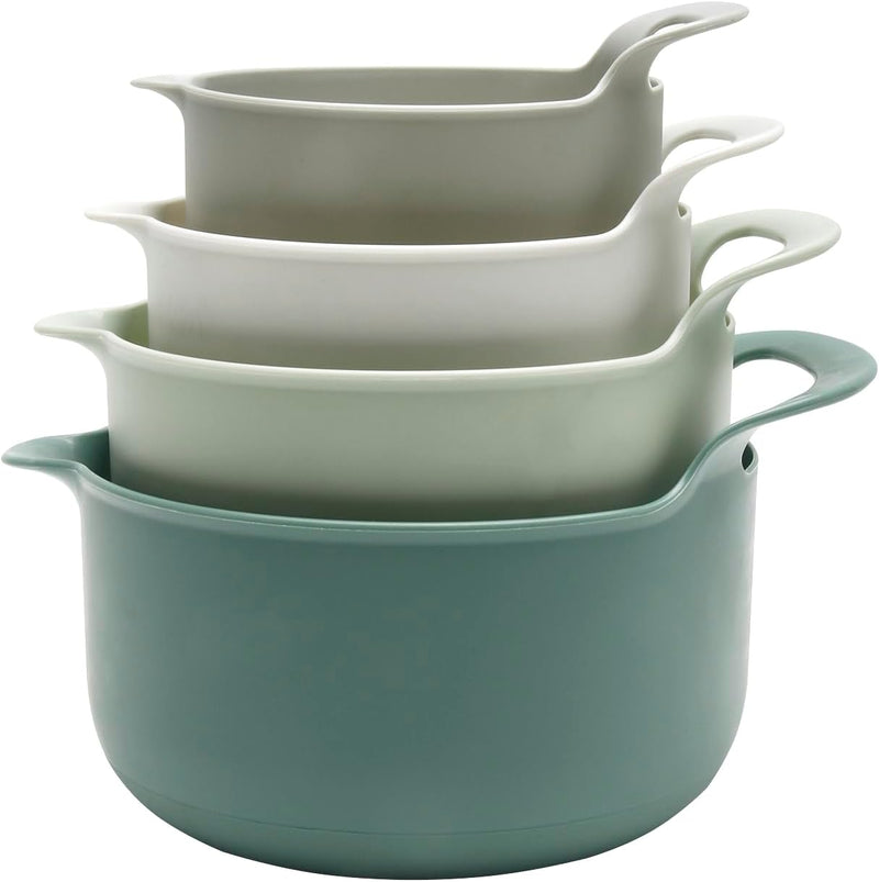 4-Piece Nesting Mixing Bowl Set - Blue Ombre - with Spouts and Handles