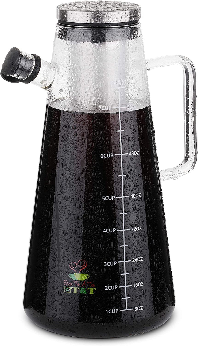 BTaT- Cold Brew Coffee Maker, Iced Coffee Maker, 2 Liter (2 Quart, 64 oz), Iced Tea Maker, Cold Brew Maker, Tea Pitcher, Coffee Accessories, Iced Tea Pitcher, Cold Brew System