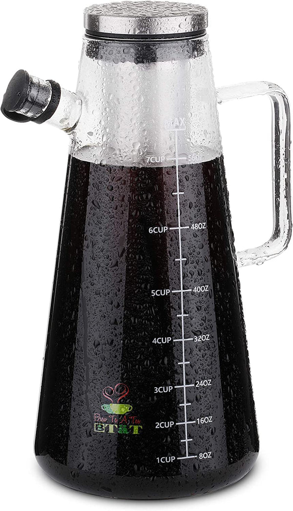 BTaT- Cold Brew Coffee Maker, 2 Liter (2 Quart, 64 oz), Iced Coffee Maker, Iced Tea Maker, Cold Brew Maker, Tea Pitcher, Coffee Accessories, Iced Tea Pitcher, Cold Brew System