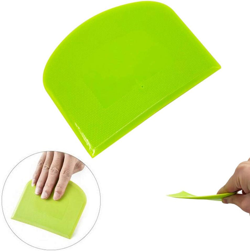 2-Piece Flexible Dough Scraper Set - Food-Safe Plastic Cutters for Bread Cake Fondant Icing - WhiteGreen