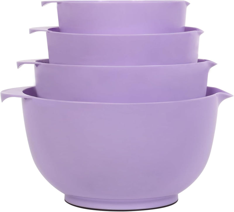 Plastic Mixing Bowl Set - 4 Piece Set with Pour Spouts - 17 25 35 45qt - Prepping Mixing Baking Cooking - 2023 Version - Pink