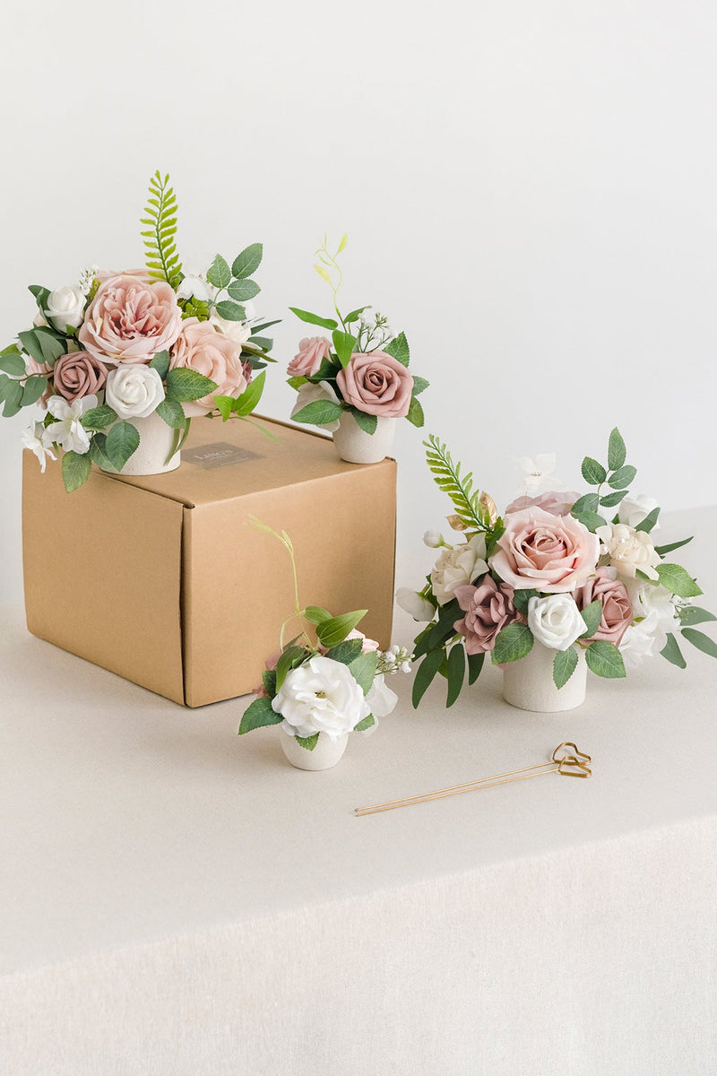 Floral Centerpiece Set - Dusty Rose  Cream